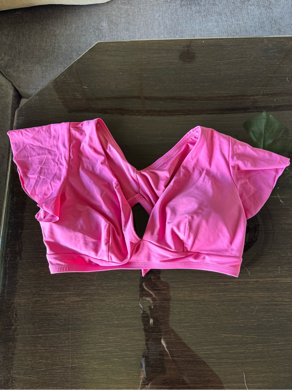 Cupshe Pink Ruffle Sleeve Bikini Top